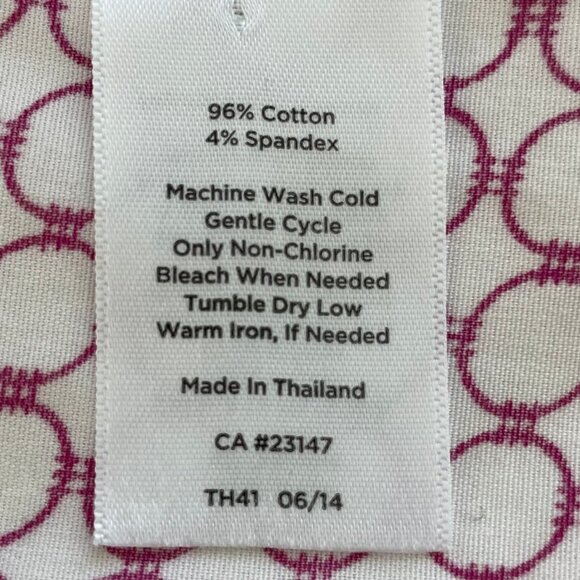 Talbots Petites Lg Slv Button Down Circle Print Cotton Blouse Fuschia Wht Sz 10P - Picture 10 of 11